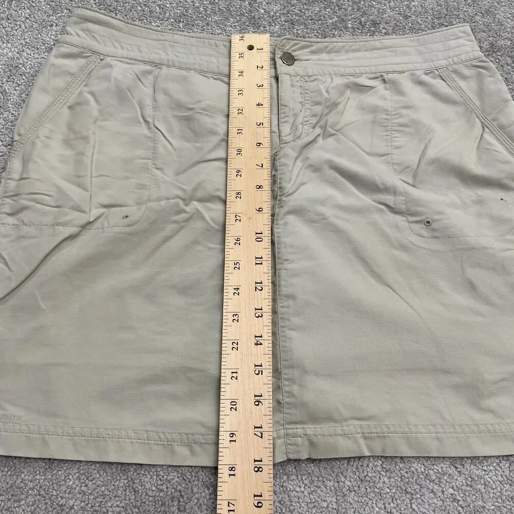 Columbia Titanium Mini Skort Skirt Womens 14 Beige Nylon Pockets Outdoor Casual